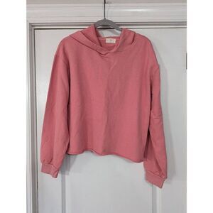 Anthropologie T.La Cropped Hooded Sweatshirt women's‎ size medium coral pink